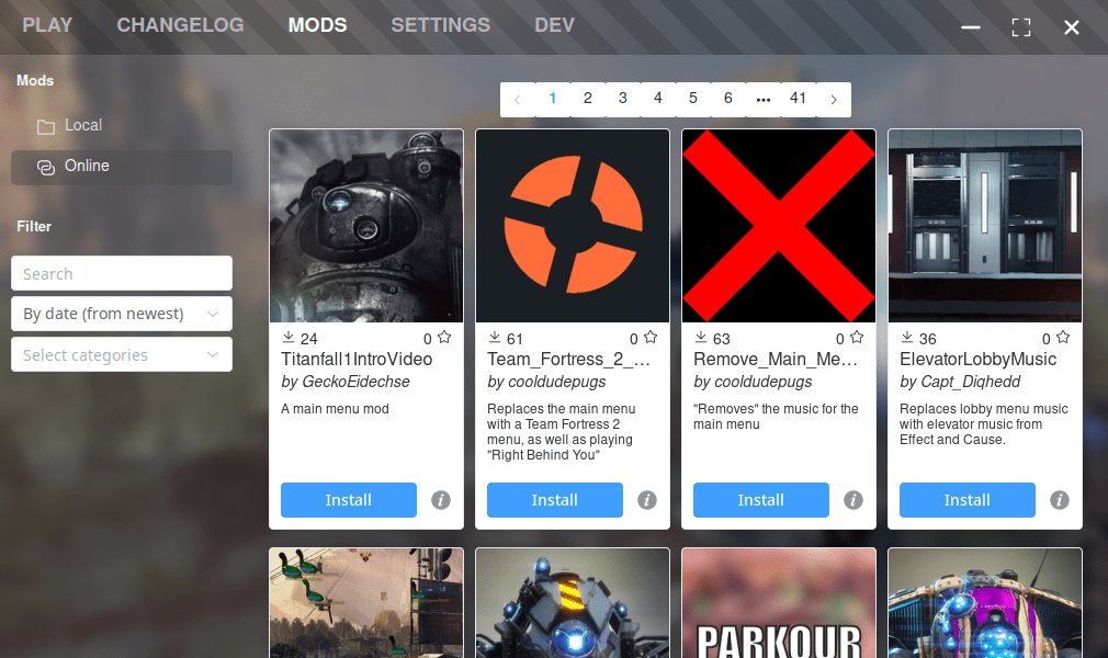 FlightCore's Mods browser