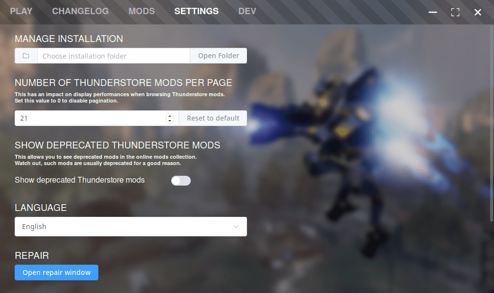 FlightCore's Settings tab