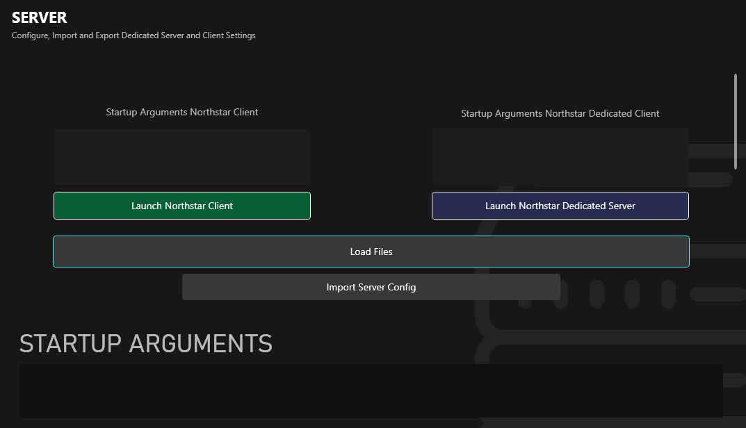 Launch arguments/dedicated server tab