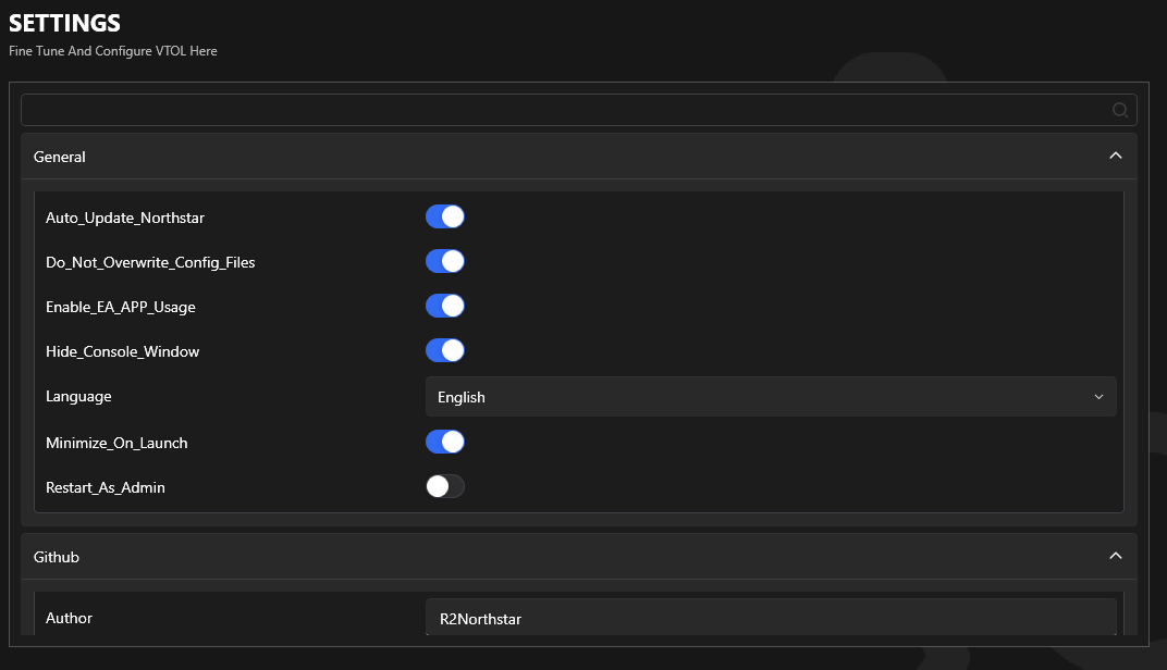 VTOL Settings